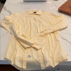 Purple label French cuff yellow and white stripe